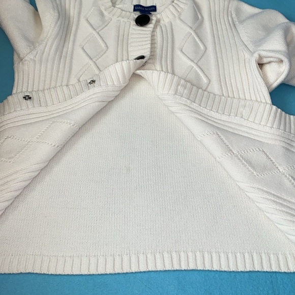 KAREN SCOTT cable knit cardigan long sleeve snap up decorative buttons size XL - Picture 5 of 10